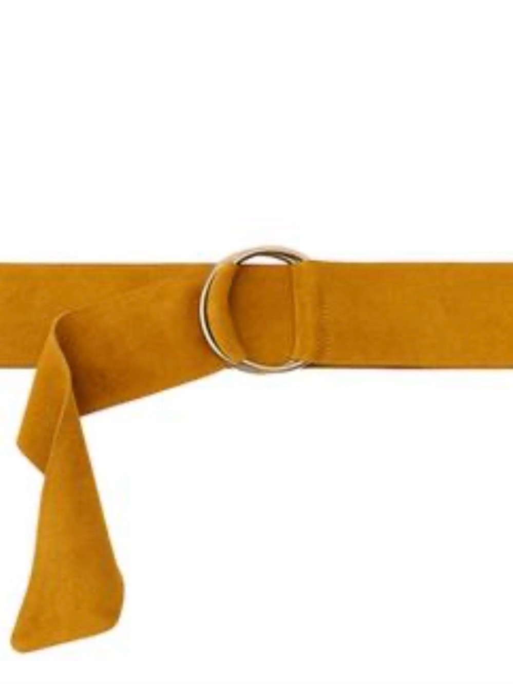 Zara Mustard Tie-Front Waist Belt with Double Ring 100% Suede Leather NWT